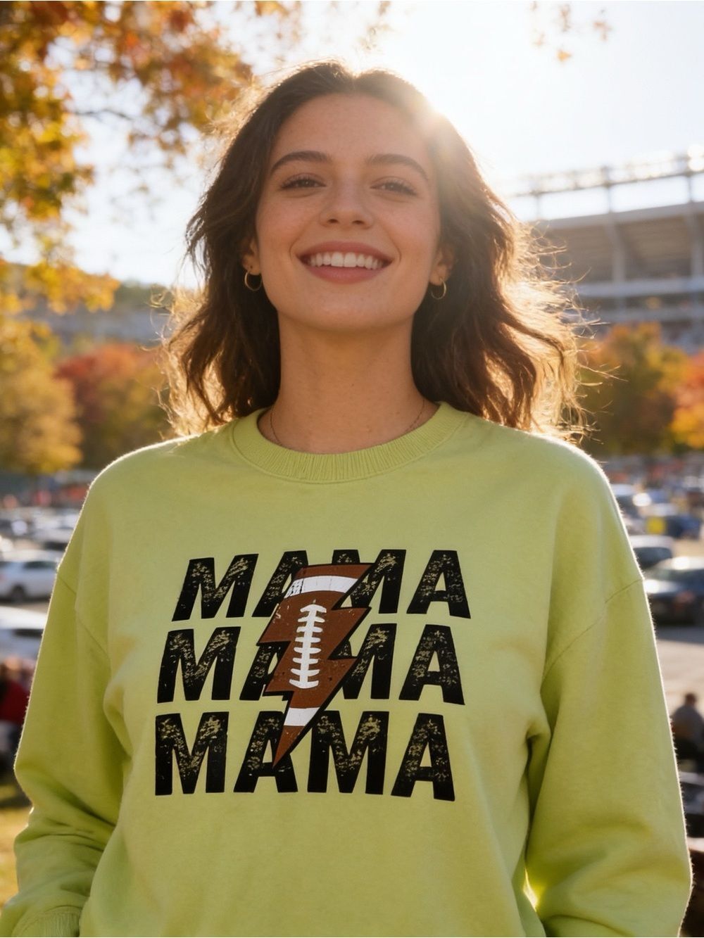 MAMA Graphic Crewneck Sweatshirt - Lime Green